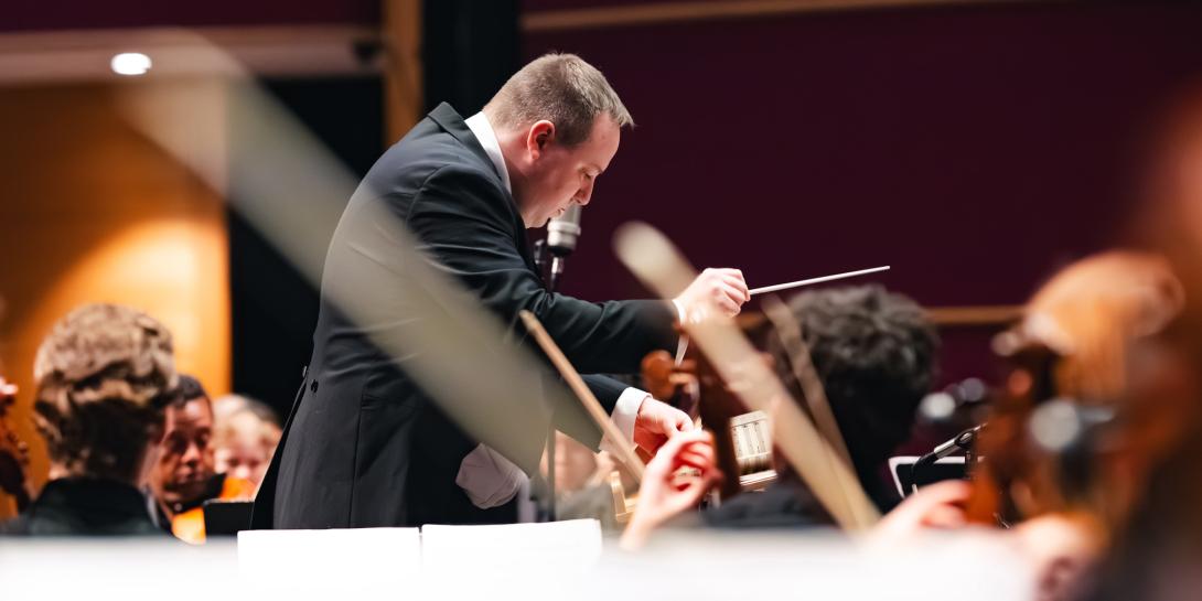 Kyle Wernke conducts the Lehigh University Philharmonic Orchestra.